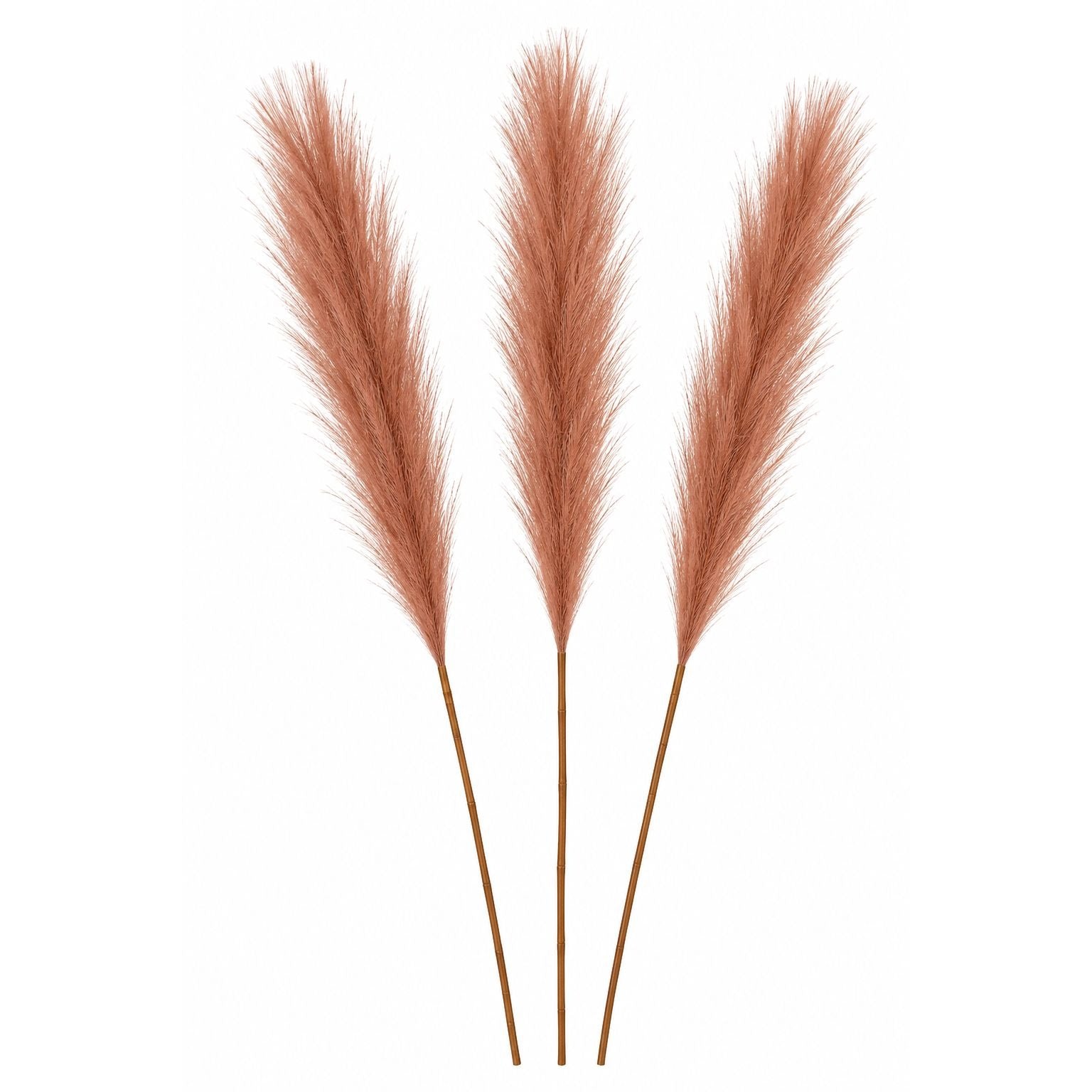 Artificial Chestnut Brown Pampas Grass Stems Set of 3 Faux Pampas Bundle Boho Farmhouse Fall Decor 26 Inch