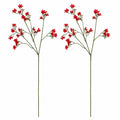 Red Wax Flower Style Stems Set of 2 26 Inch Artificial Floral Filler Christmas Wreath Fall Wedding Bouquet Decor