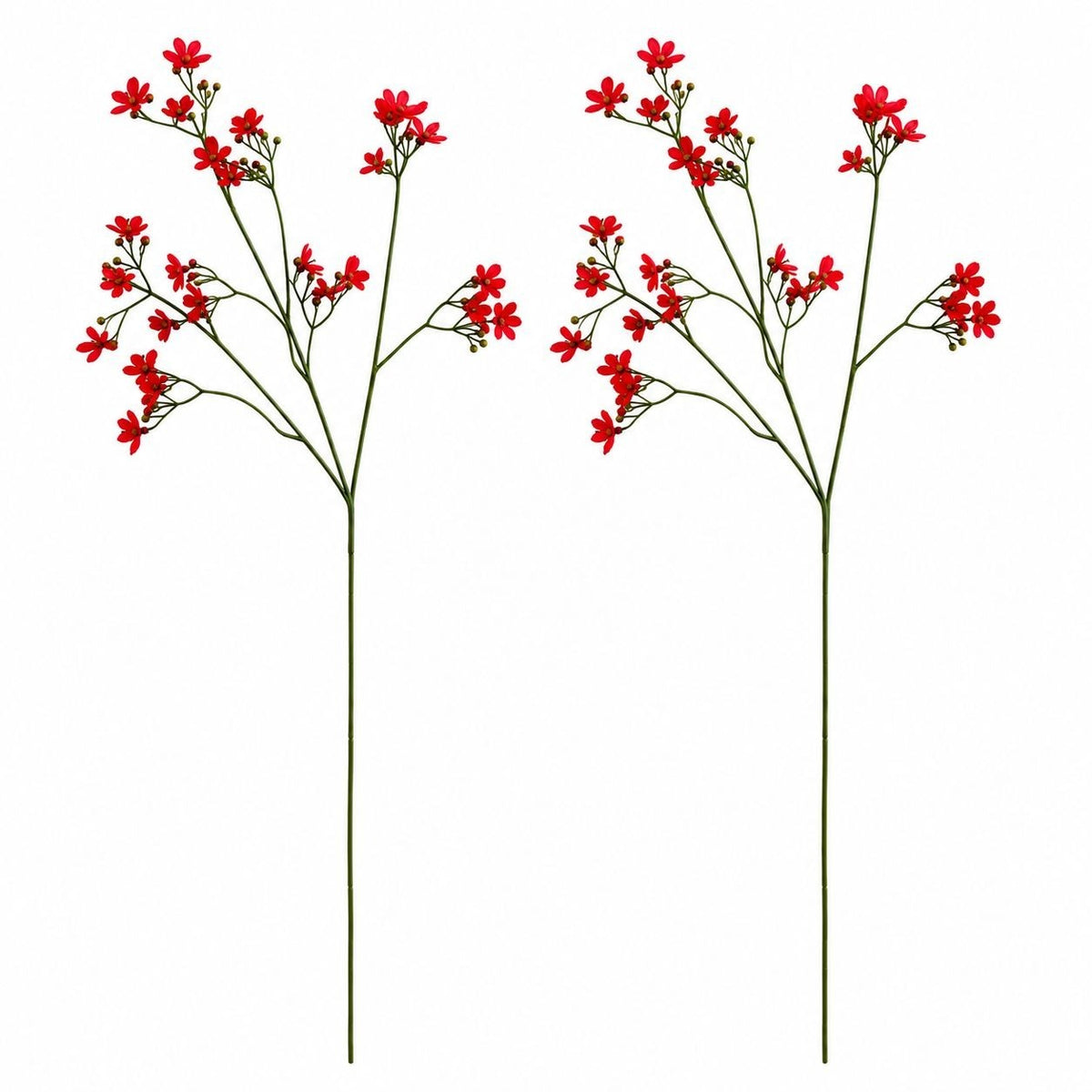 Red Wax Flower Style Stems Set of 2 26 Inch Artificial Floral Filler Christmas Wreath Fall Wedding Bouquet Decor