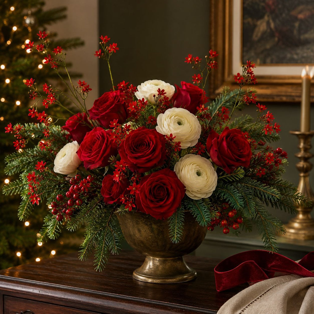 Red Wax Flower Style Stems Set of 2 26 Inch Artificial Floral Filler Christmas Wreath Fall Wedding Bouquet Decor