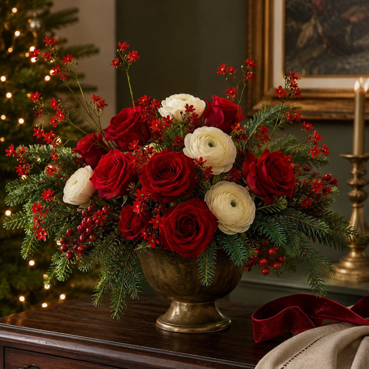 Red Wax Flower Style Stems Set of 2 26 Inch Artificial Floral Filler Christmas Wreath Fall Wedding Bouquet Decor