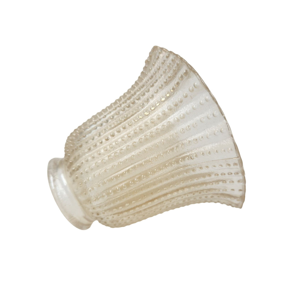 Vintage Iridescent Beaded Ribbed Glass Lamp Shade Sconce Chandelier 4.5 Inch