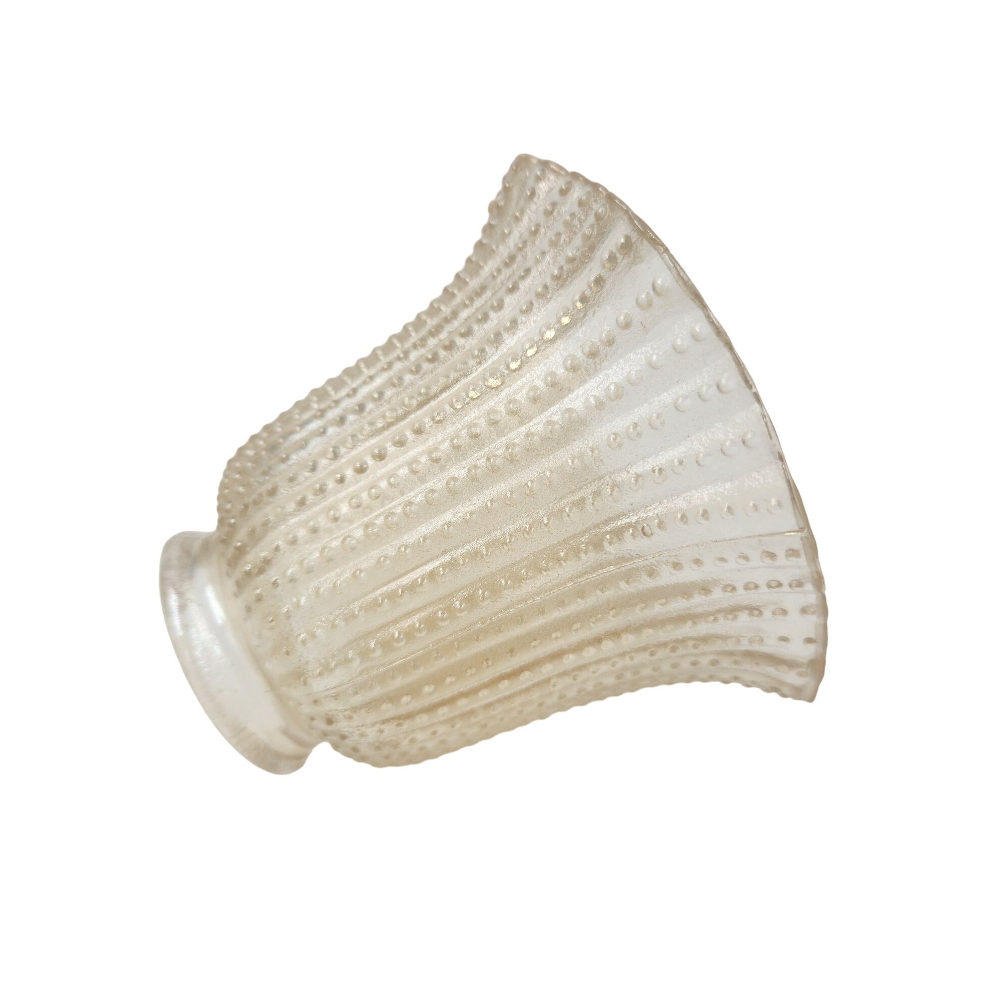 Vintage Iridescent Beaded Ribbed Glass Lamp Shade Sconce Chandelier 4.5 Inch