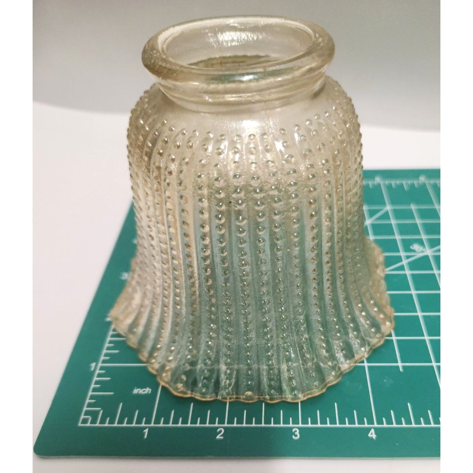 Vintage Iridescent Beaded Ribbed Glass Lamp Shade Sconce Chandelier 4.5 Inch