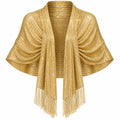 Metallic Gold Shawl Wrap 70in Fringe Evening Formal Wedding Party Stole