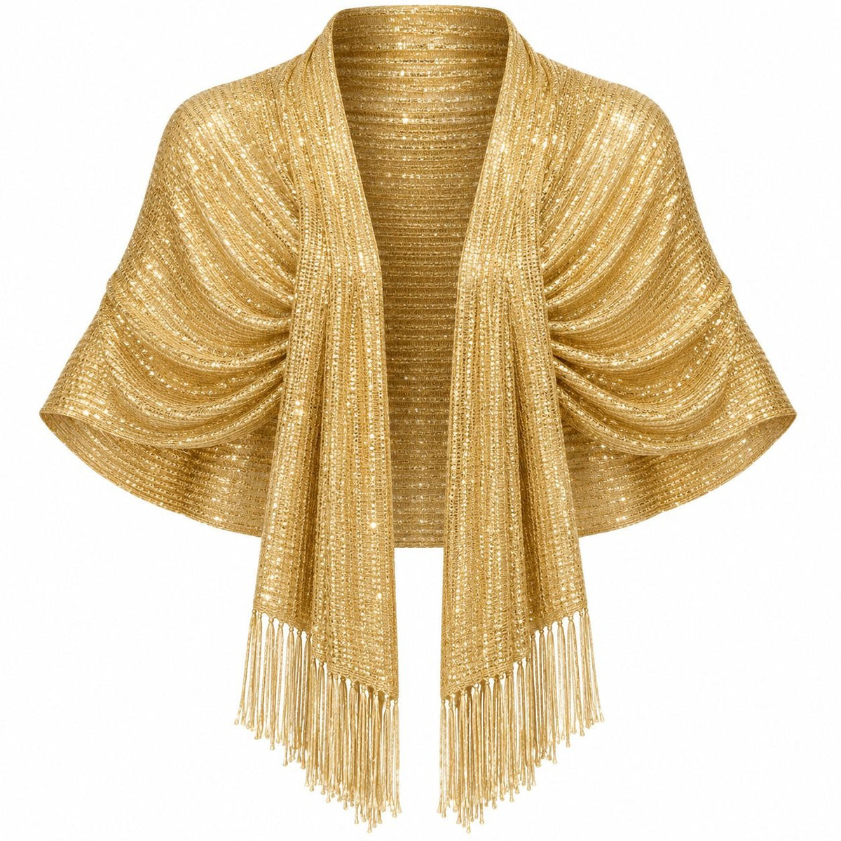 Metallic Gold Shawl Wrap 70in Fringe Evening Formal Wedding Party Stole