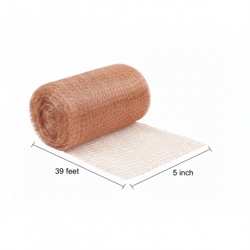 Real Copper Mesh Ribbon, 5 Inch x 36 Ft with Scissors, Wreath Craft Supplies