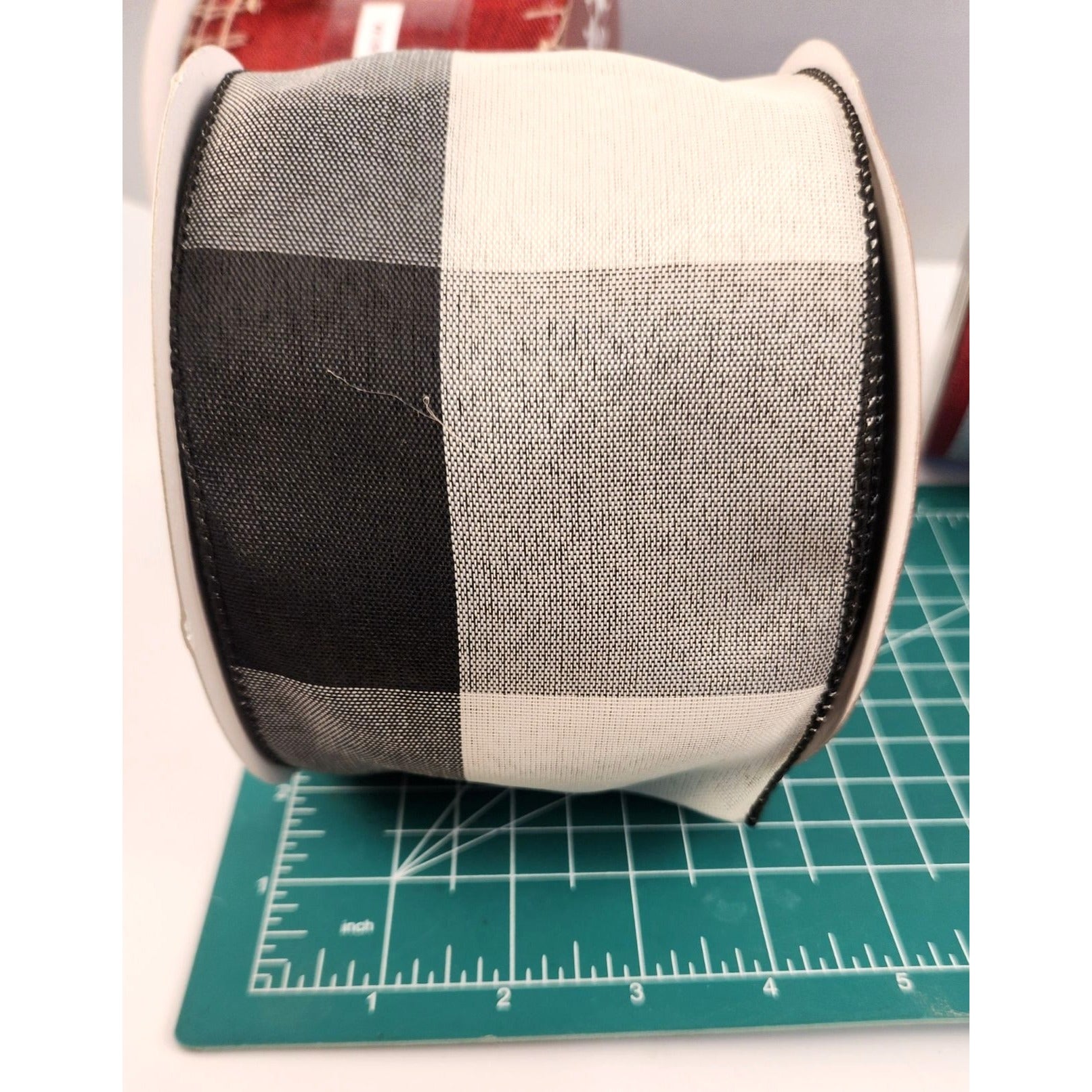 3-Pack Wired Ribbon Set - Buffalo Plaid, Red Burlap & Mushroom Design for Holiday Crafts