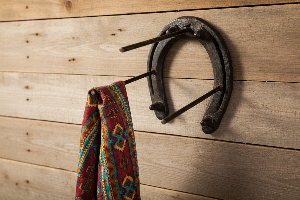 Horseshoe hook with wild rag scarf