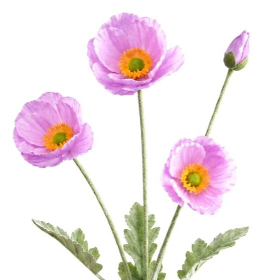 Lavender Poppy Stems Faux Poppy Flowers Artificial Wildflower Spray Cottagecore Floral Stems Purple Spring Flowers 23 Inch Set of 2