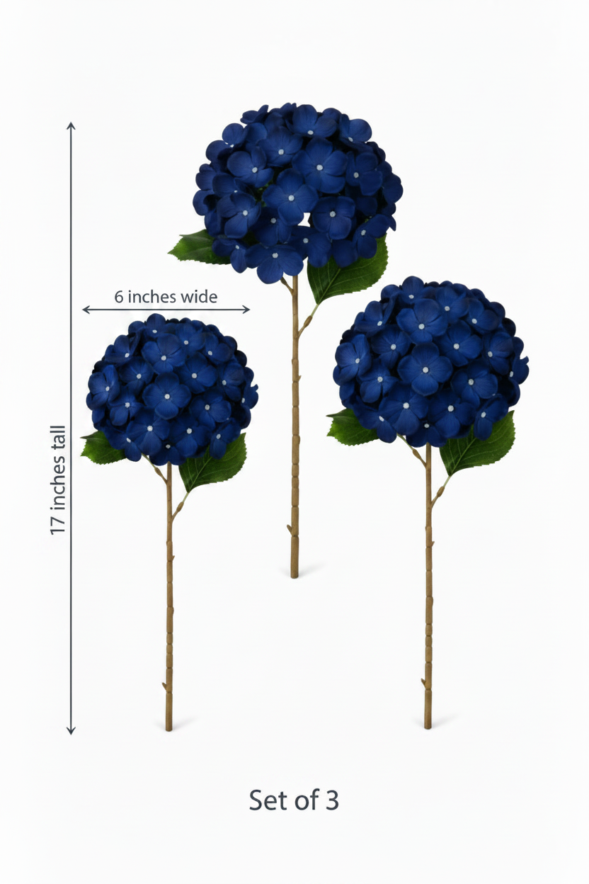 Hydrangea Set of 3 - Size Reference