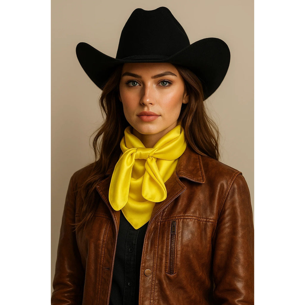 Yellow Wild Rag Scarf 23x23" Satin Western Accessory Cowgirl or Cowboy