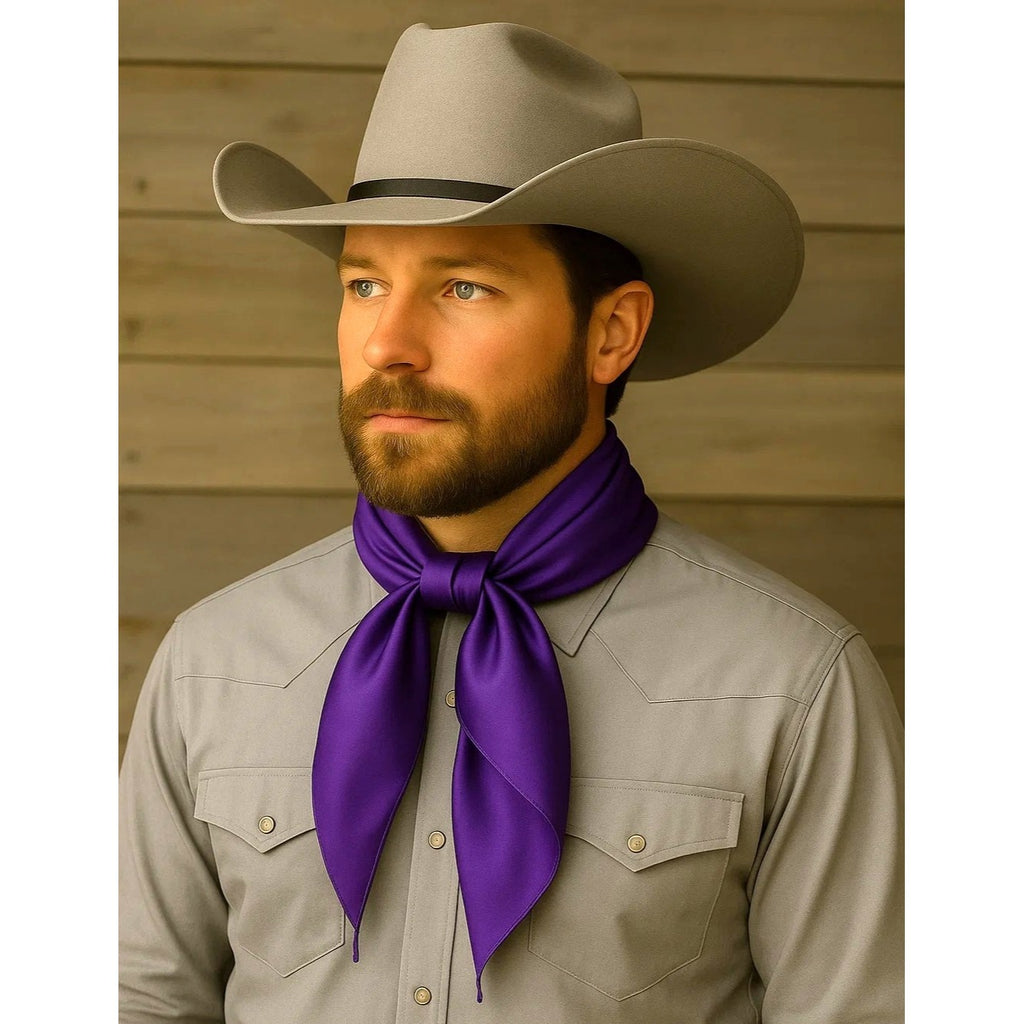 Purple Wild Rag Large Scarf 23x23 Inches  Satin Western Accessory Cowgirl or Cowboy