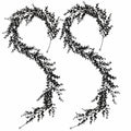 Set of 2 Black Halloween Garlands, 5 Ft Artificial Leafy Vine, Indoor Outdoor Porch Mantel Doorway Decor