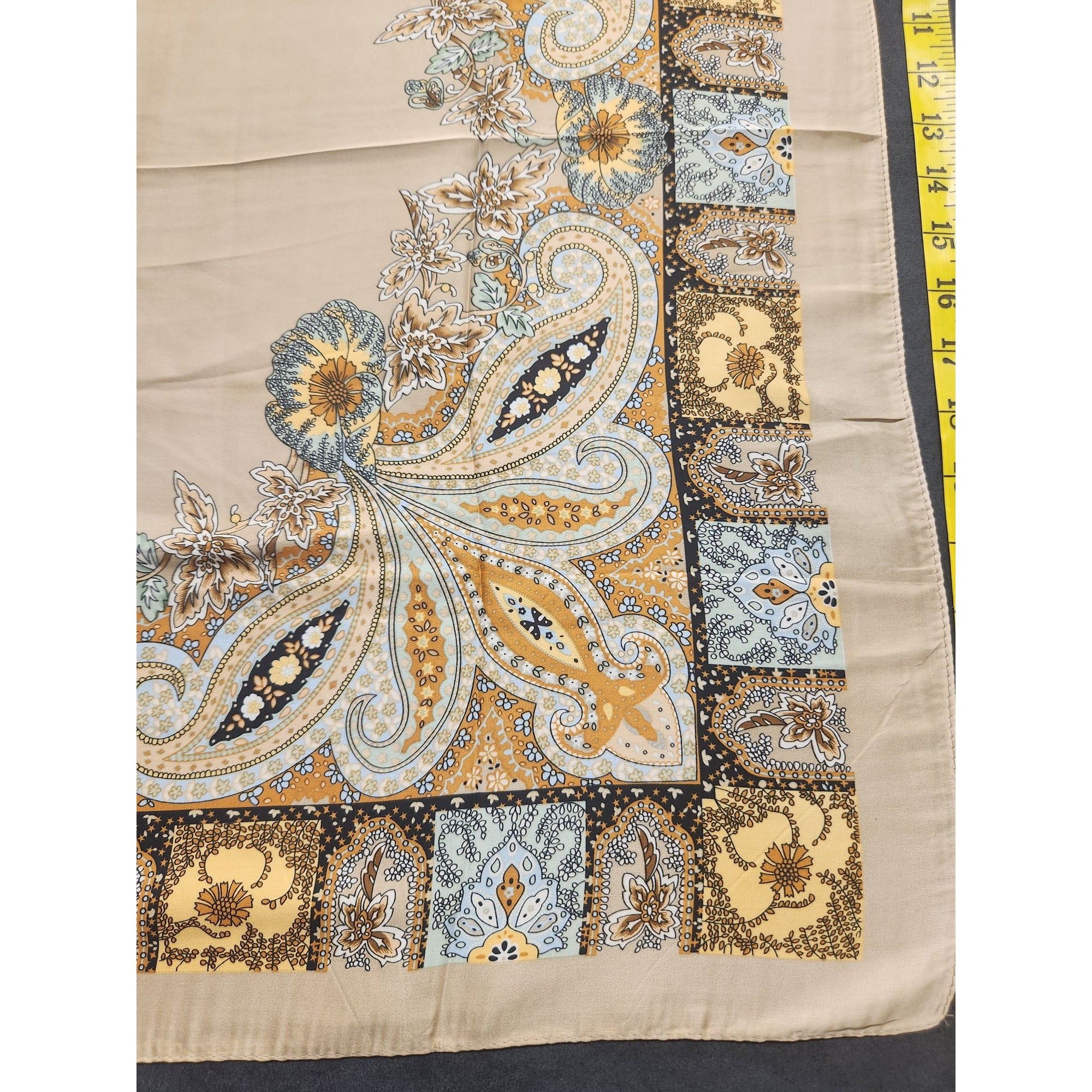 Paisley Floral 27 inch Square Scarf Beige Multicolor Accessory