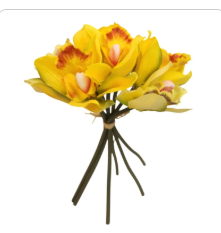 Artificial Cymbidium Orchid Bouquet 7 Stem Yellow Orchid Flowers Wedding Decor Faux Floral Arrangement