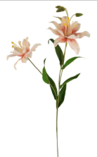 Luxury Artificial Asiatic Lily Stem 27 Inch | Blush Pink and White Faux Lily | Designer Wedding Floral | Elegant Home Decor