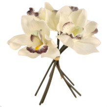Ivory Cymbidium Orchid Artificial Flowers 7 Stem Bundle, Faux Orchid Wedding Flowers, DIY Corsage Boutonniere Supply
