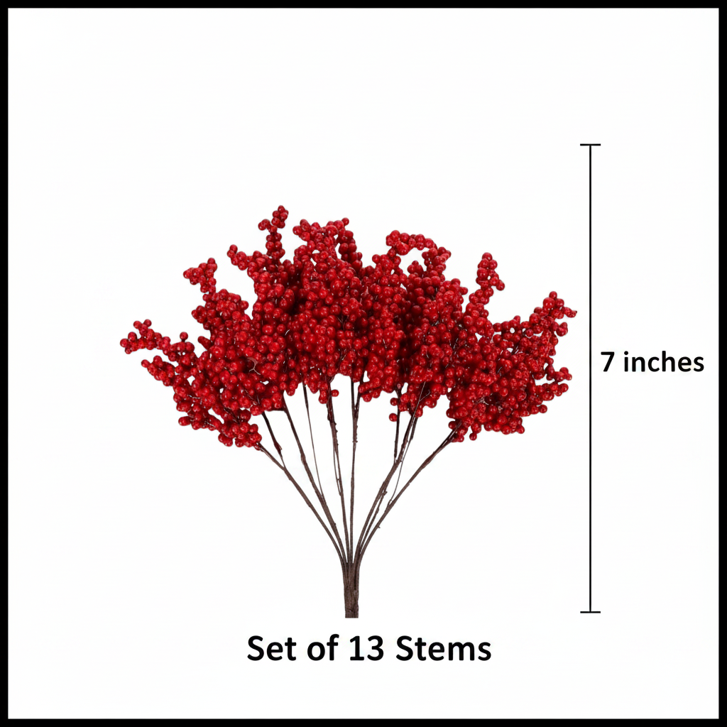 Size reference showing 7 inch height and 13 stems per bunch