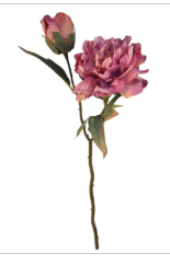 Lavender Wine Faux Peony Stem 18 Inch Wedding Artificial Silk Flower