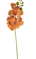 Artificial Orange Orchid Stem | Phalaenopsis Faux Flower | Realistic Silk Orchid | Wedding Floral Decor 18 Inch