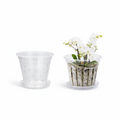 Clear orchid pots 5 inch with drainage holes and saucers set of 2