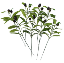 Artificial Olive Branch Stems with Berries Set of 8 Faux Greenery Decor