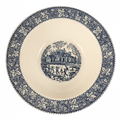 Vintage Homer Laughlin Shakespeare Country vegetable bowl cobalt blue transferware on white background top view