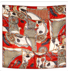 Red Equestrian Harness Satin Square Scarf 20x20 Hair Neck Head Wrap Designer Collection