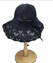 Navy Blue Wide Brim Foldable Sun Hat with UV Protection