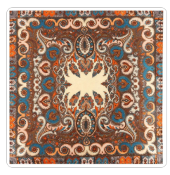 35x35 Wild Rag Scarf Cream Paisley Western Cowboy Satin Bandana Orange Blue Ranch Neckerchief