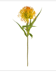 Artificial Yellow Orange Pincushion Protea Stem | Faux Leucospermum Flower | Tropical Floral Decor