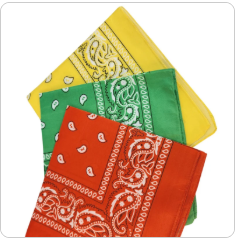 Bandanas 21x21" Western Cowboy Cowgirl - Orange Green Yellow Paisley Square Scarves 3 Pack