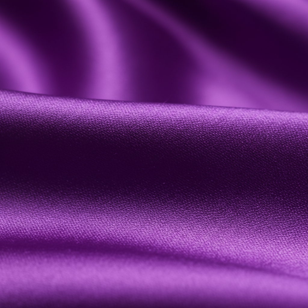 Close-up detail of purple satin fabric showing smooth lustrous texture and weave of wild rag scarf