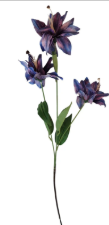 Luxury Artificial Tiger Lily Stem 34 Inch | Purple Blue Faux Lily | Designer Artificial Silk Floral | Elegant Wedding Home Decor