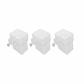 Set of 3 clear transparent plastic hanging aquarium plant holder baskets with drainage slots and plastic clip attachment on white background