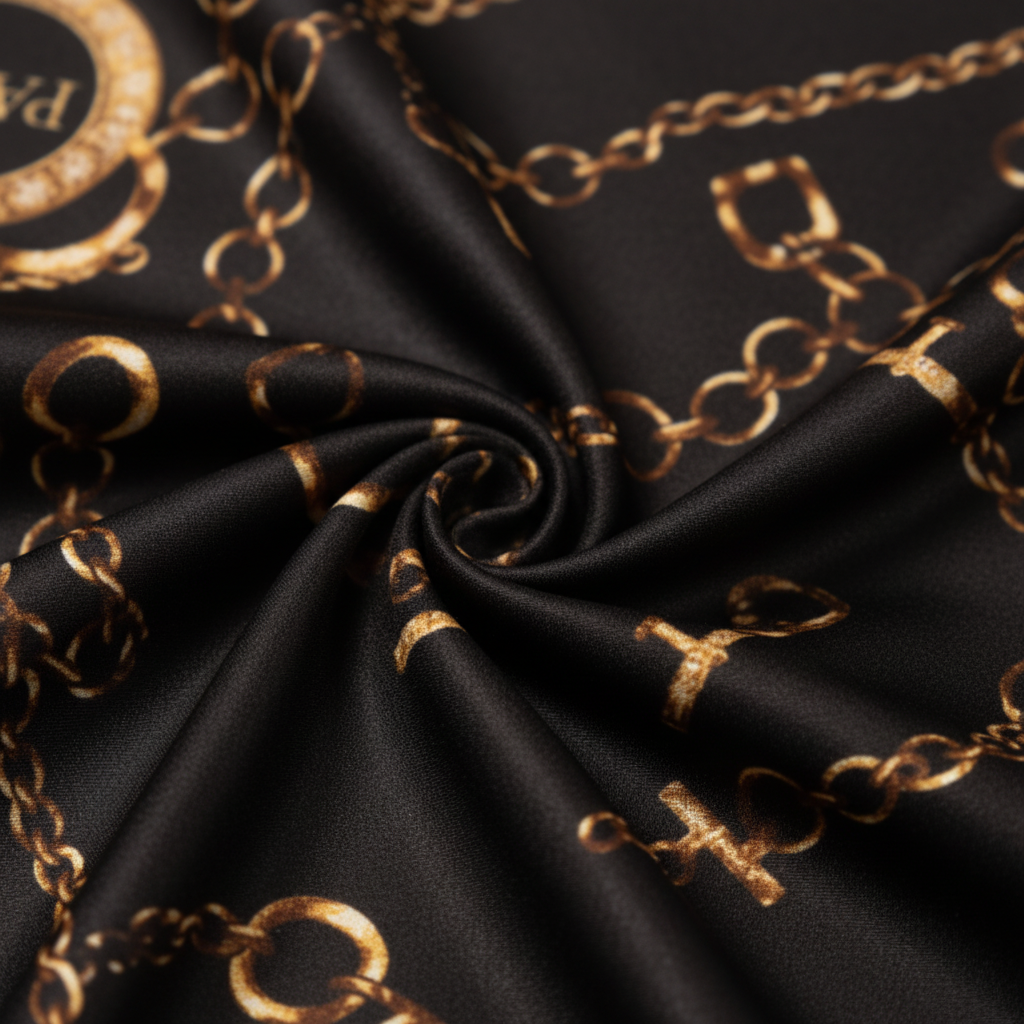 Close Up Detail of Black Satin Fabric Texture Polyester Material Quality