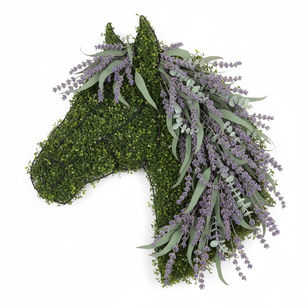 French country lavender eucalyptus horse head wreath 11x13 cottage farmhouse wall decor