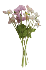 Artificial Silk Poppy Flowers Lavender White Pink Faux Wildflower Bouquet 6 Stems