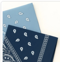 Bandanas 21x21" Western Cowboy Cowgirl - Navy Blue Light Blue Paisley Square Scarves 2 Pack