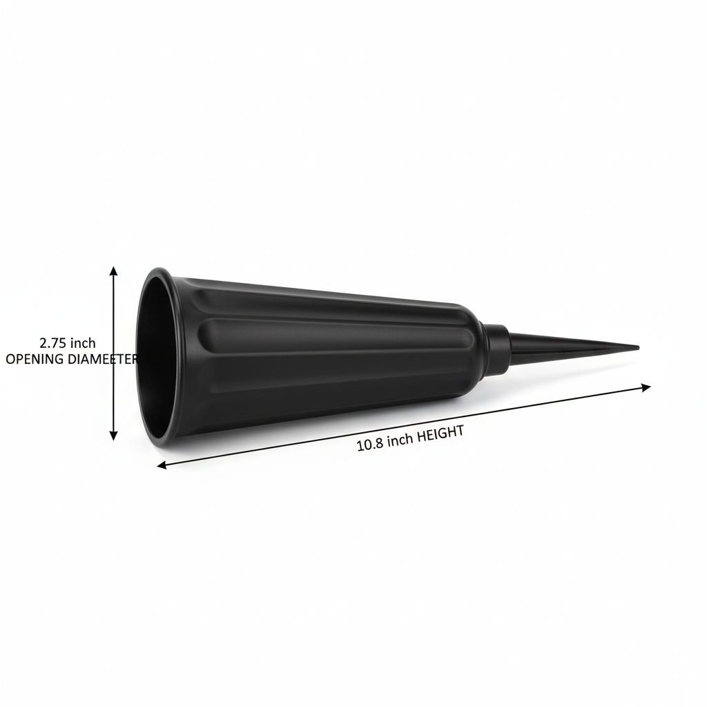Cemetery vase dimensions diagram showing 10.8 inch height and 2.75 inch opening diameter