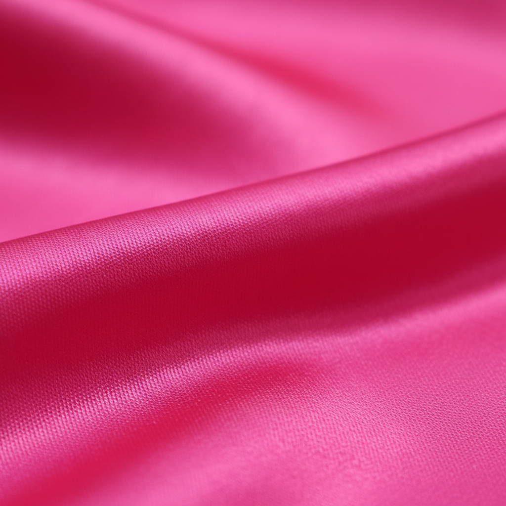 Close-up detail of hot pink satin fabric showing smooth lustrous texture and weave of wild rag scarf