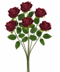 Artificial Burgundy Rose Stems Dark Red Faux Roses Velvet Flower Bouquet Gothic Wedding Decor 20 Inch Set of 6