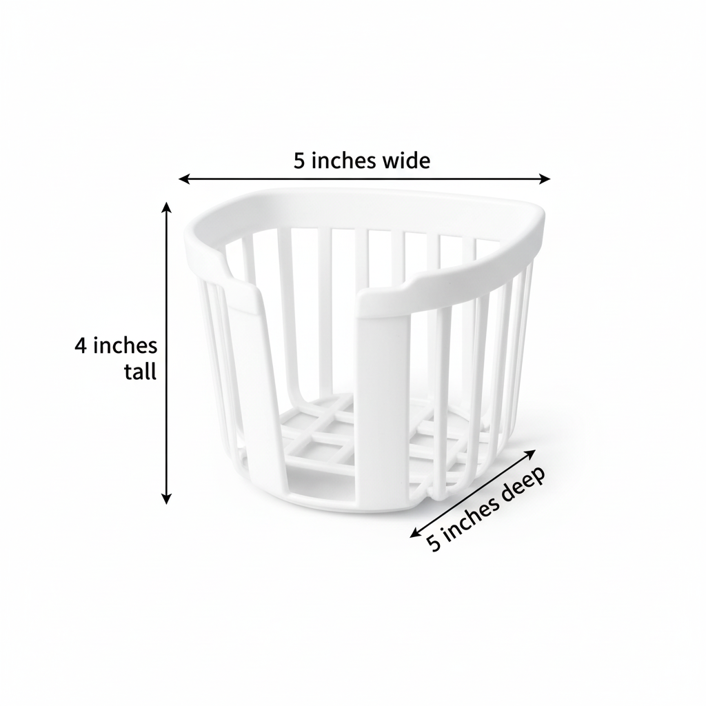 Staghorn fern hanging planter basket measurement diagram showing 5 inches wide 4 inches tall and 5 inches deep on white background
