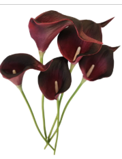Deep Purple Calla Lily Bouquet Burgundy Artificial Flowers Modern Home Decor Wedding Floral 5 Stems
