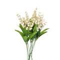 Artificial lily of the valley flowers 8 stem bunch with white bell-shaped blooms on white background