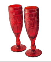 The Pioneer Woman Adeline Red Glass Champagne Flutes Set of 2 Valentine Decor