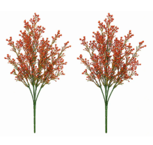 Set of 2 Red Berry Wax Flower Sprays 13 Inch Faux Filler Flowers Artificial Berry Stems Wreath Making Supplies Holiday Floral Picks