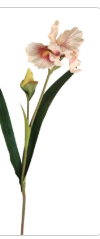Artificial Iris Flower 33 Inch Tall White Pink Faux Iris Stem Hand Painted Look Floral Decor