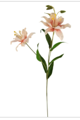 Luxury Artificial Asiatic Lily Stem 27 Inch | Blush Pink and White Faux Lily | Designer Wedding Floral | Elegant Home Decor
